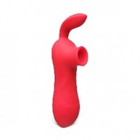 Vibrating and Sucking Vibrator with 12-Speed, Medical Grade Silicone, Waterproof, Rechargeable, RED